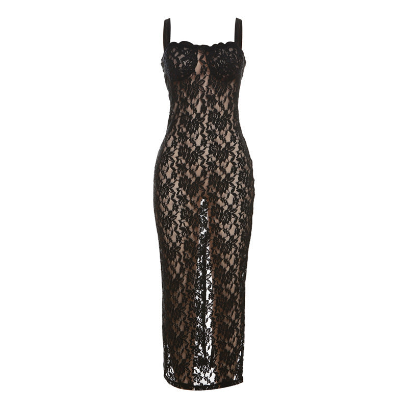 Isabelle - Sheer Lace Midi Dress