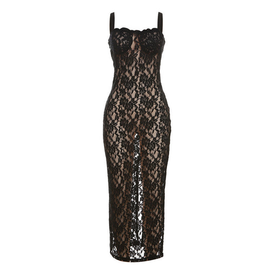 Isabelle - Sheer Lace Midi Dress