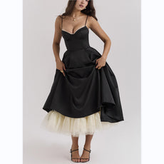 Robe longue bouffante à col en V Sophia