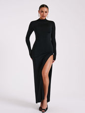 SOPHIA BACKLESS TURTLENECK MAXI DRESS