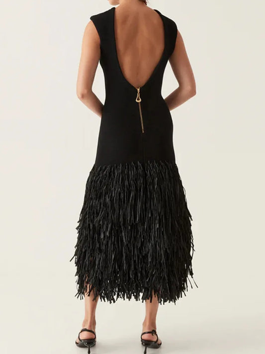 Luna Fringe Flair Knit Dress