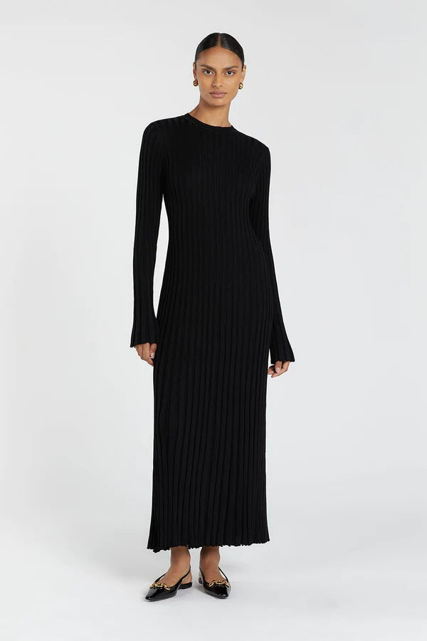 CLAIRE | French Knit A-Line Midi Dress