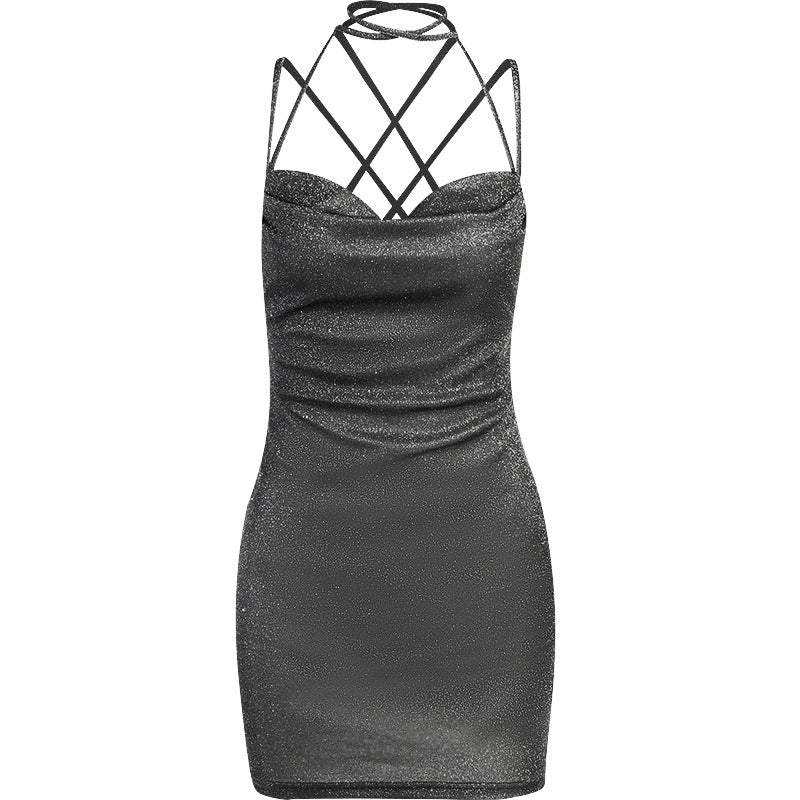 ARIA | Liquid Metal Backless Slip Dress