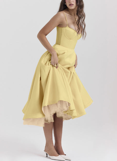 Robe longue bouffante à col en V Sophia