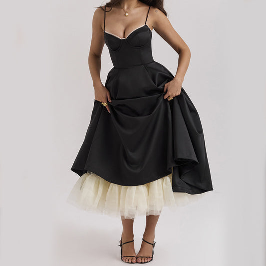 Sophia V-Neck Puff Maxi Dress