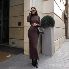 PARIS KNIT TURTLENECK MIDI DRESS