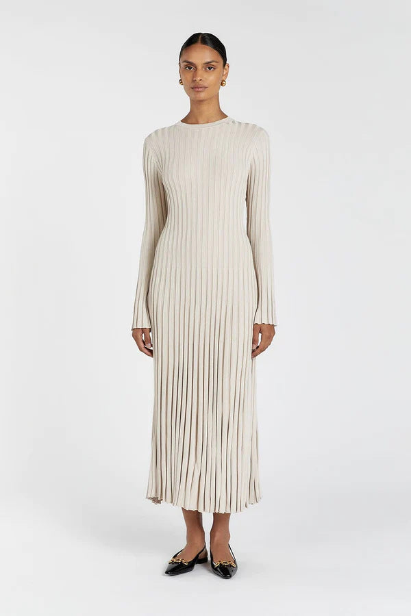 CLAIRE | French Knit A-Line Midi Dress