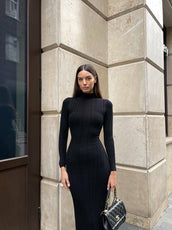 PARIS KNIT TURTLENECK MIDI DRESS