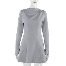 Robe à manches longues simple et ajustée à la mode pour femmes