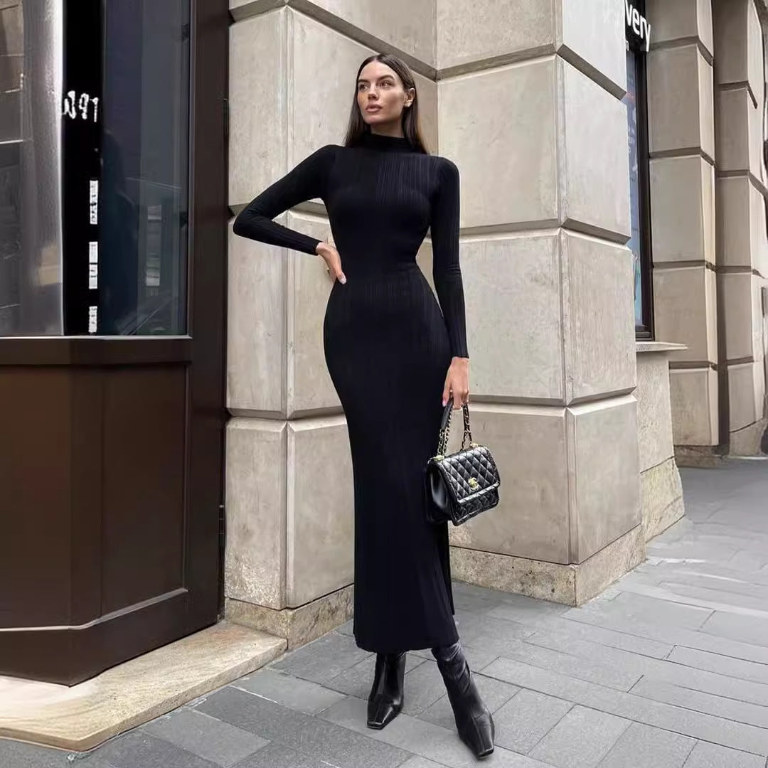 PARIS KNIT TURTLENECK MIDI DRESS