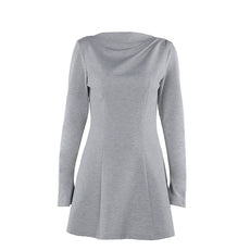 Robe à manches longues simple et ajustée à la mode pour femmes